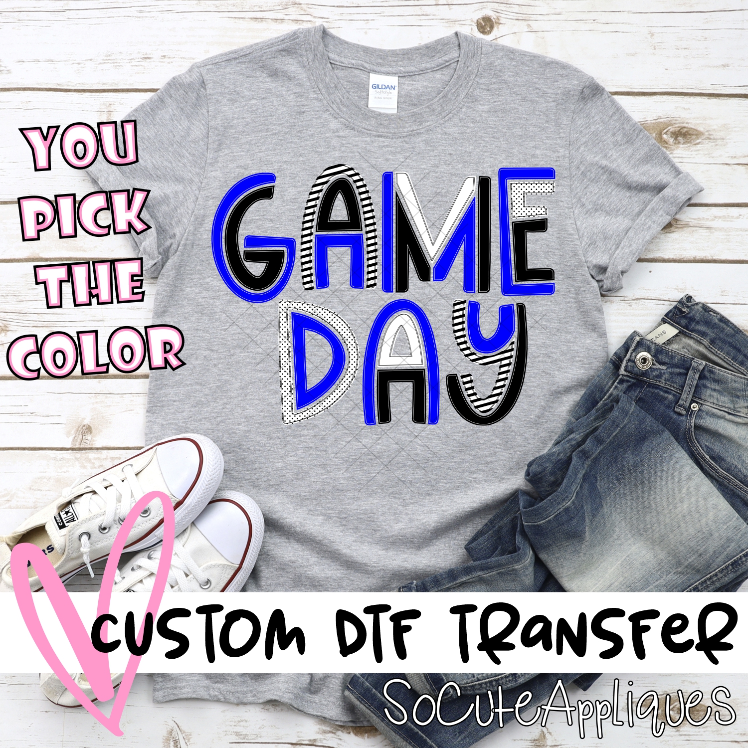 CUSTOM  Game Day split letters *DTF* Transfer