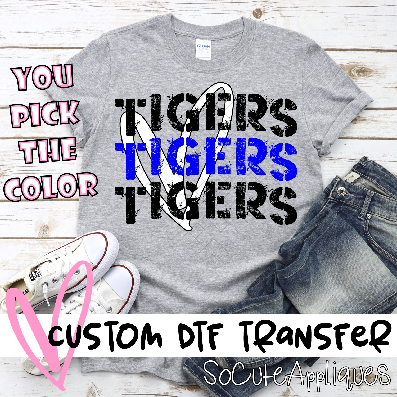 CUSTOM  Tigers Tigers Tigers heart *DTF* Transfer