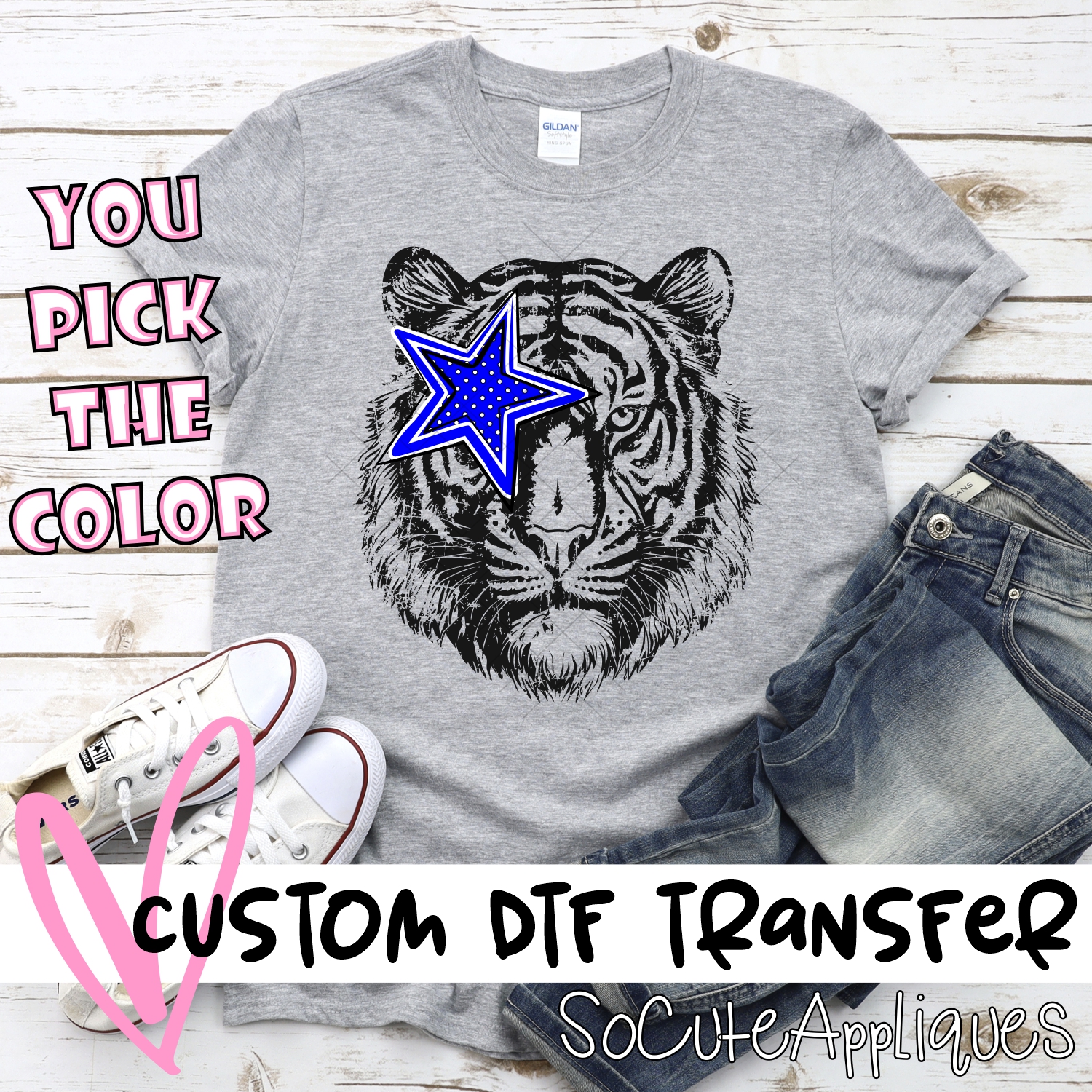 CUSTOM  Tiger with star *DTF* Transfer