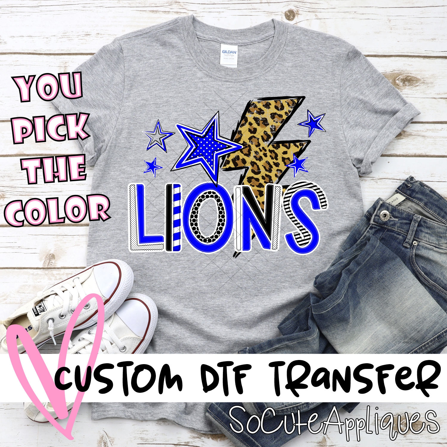 CUSTOM  Lions lightning bolt with stars *DTF* Transfer