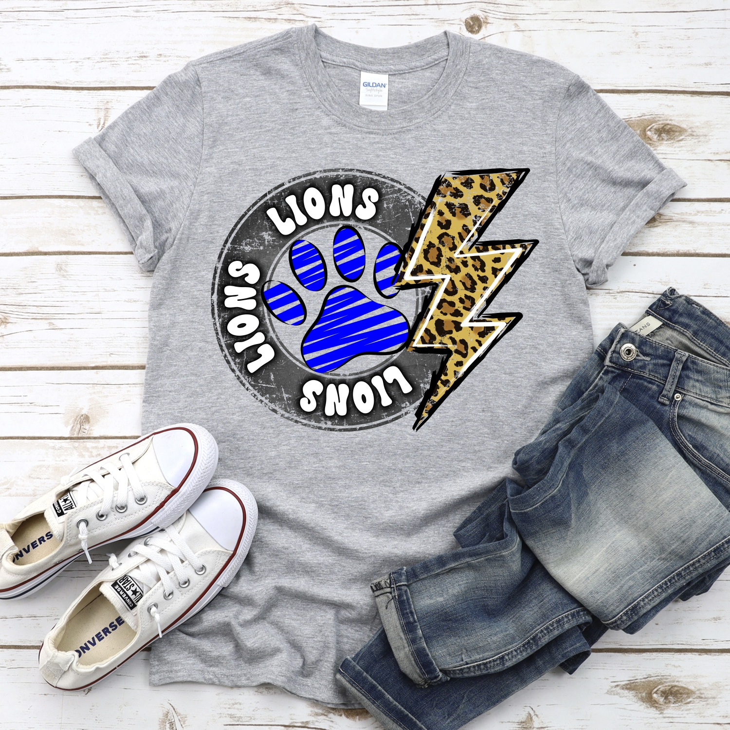CUSTOM Lions circle with lightning bolt and pawprint *DTF* Transfer - Image 2
