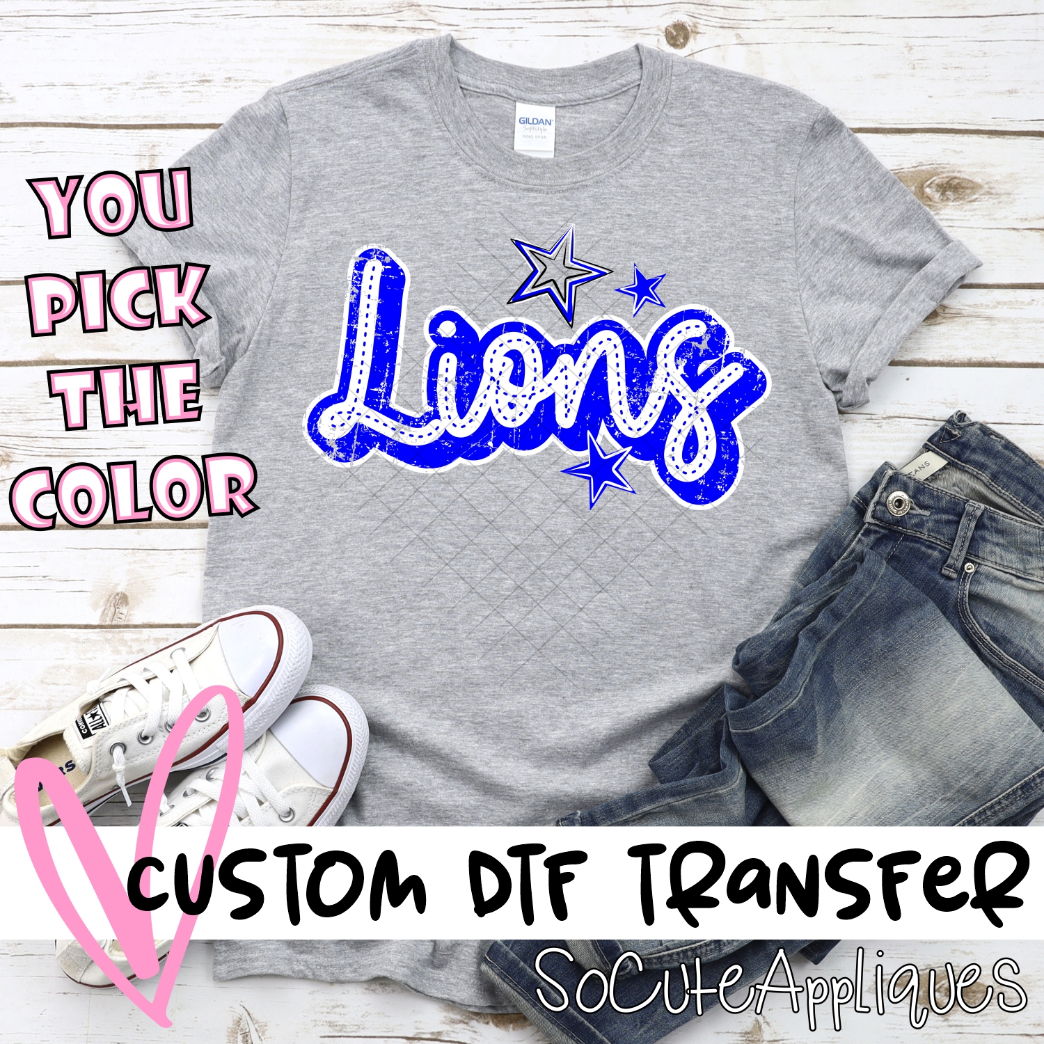 CUSTOM  Lions script with stars *DTF* Transfer