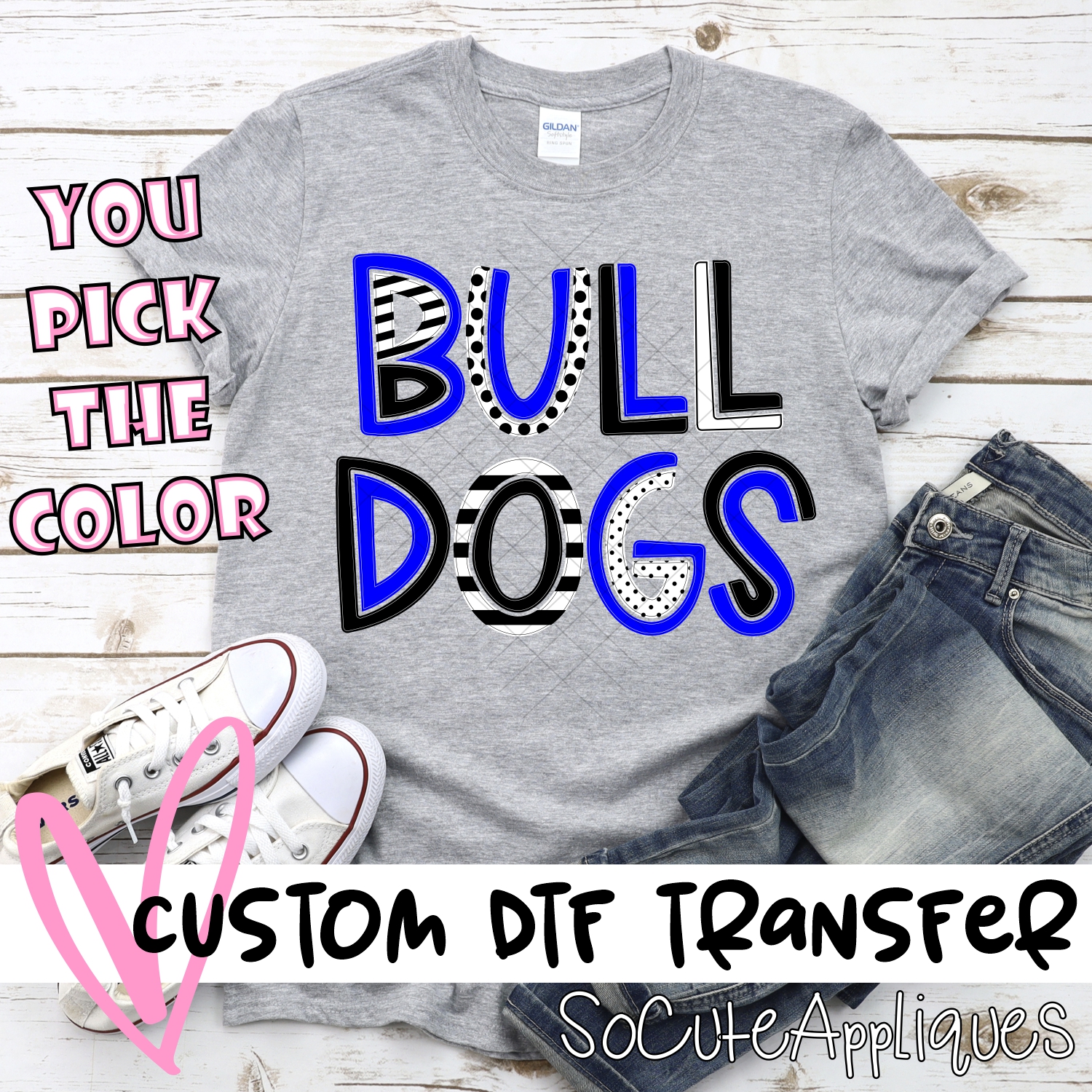 CUSTOM Bulldogs multi letters *DTF* Transfer