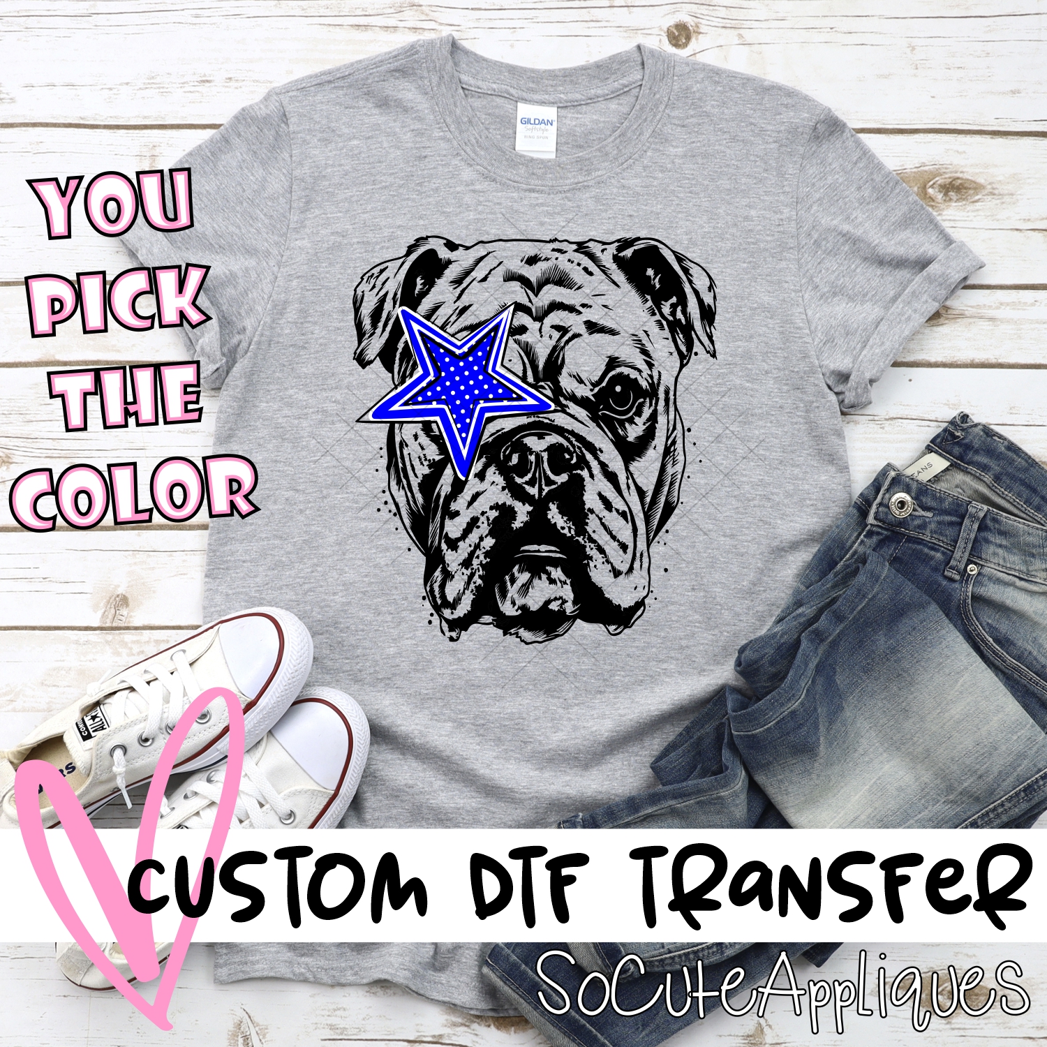 CUSTOM  Bulldog with star *DTF* Transfer