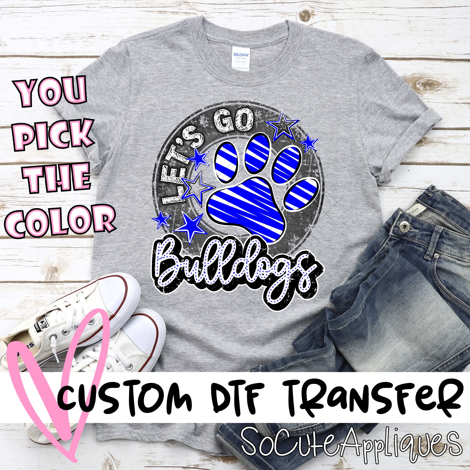 CUSTOM  Lets go Bulldogs circle *DTF* Transfer