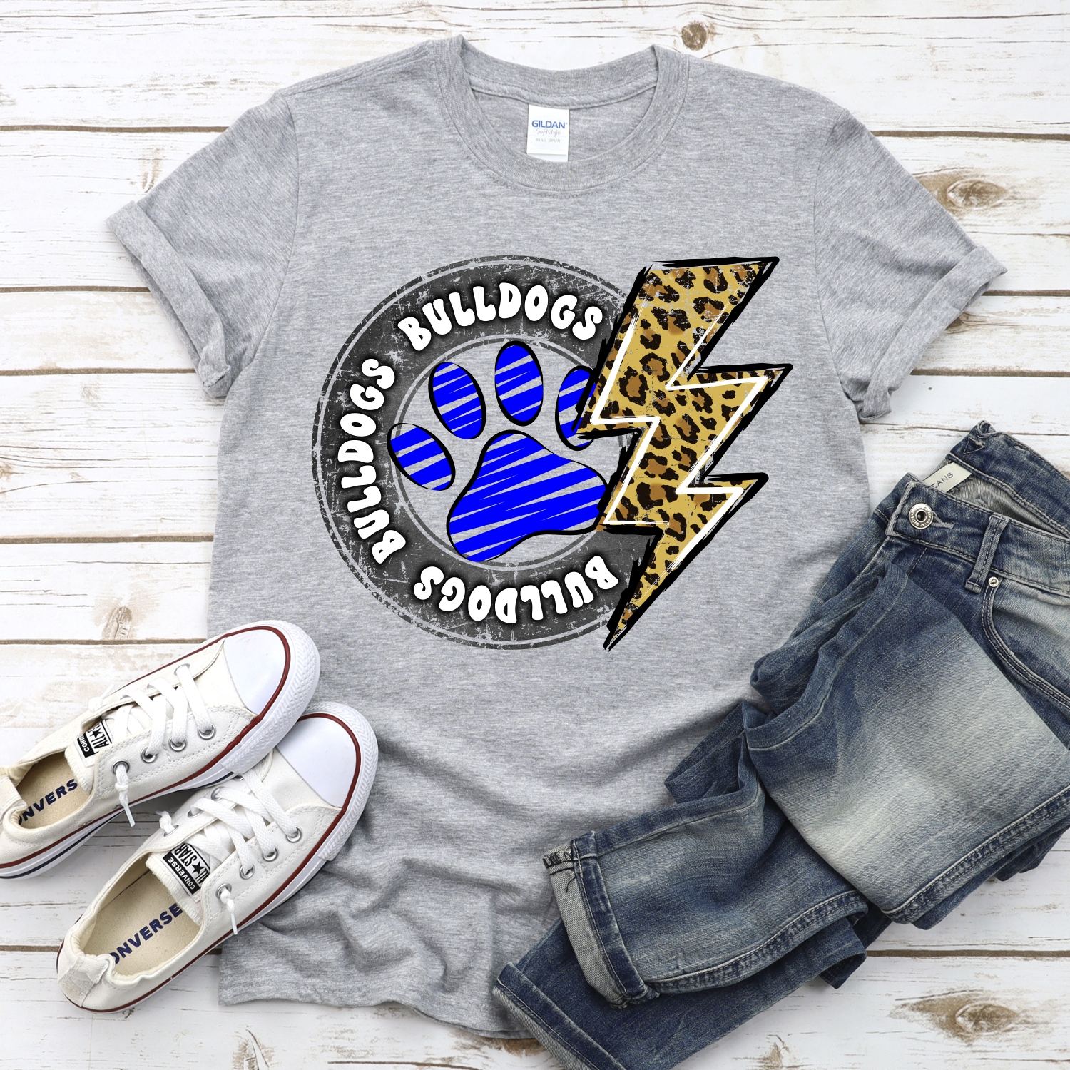 CUSTOM Bulldogs circle with lightning bolt and pawprint *DTF* Transfer - Image 2