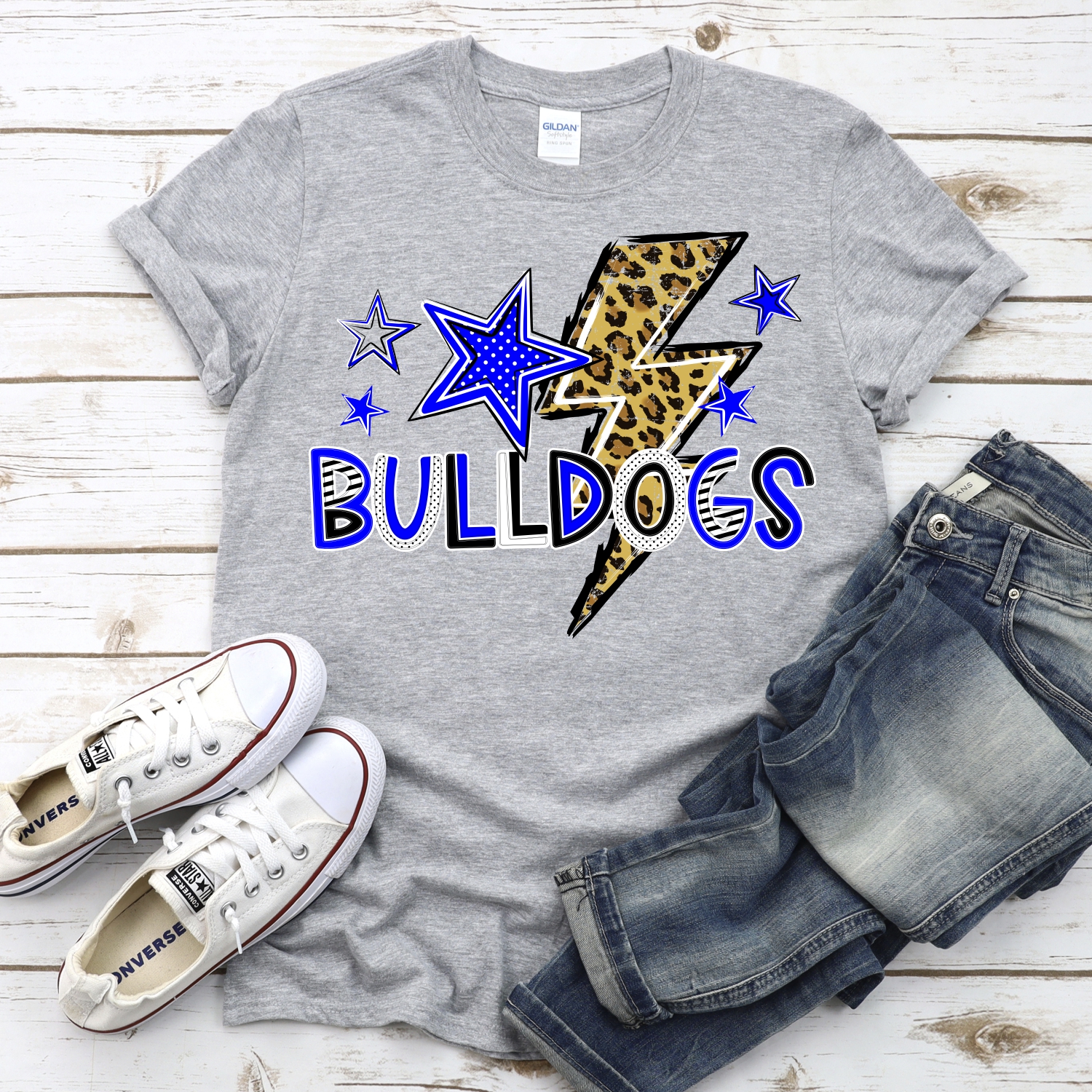 CUSTOM Bulldogs lightning bolt with stars *DTF* Transfer - Image 2