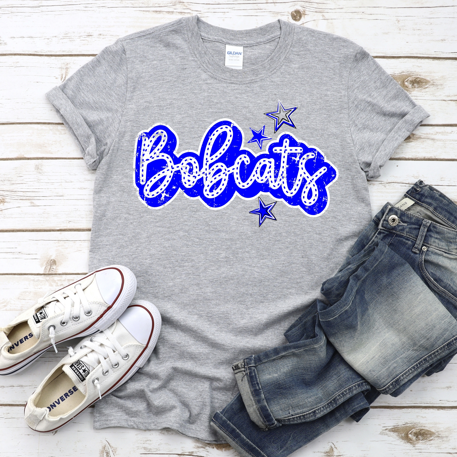 CUSTOM Bobcats script with stars *DTF* Transfer - Image 2