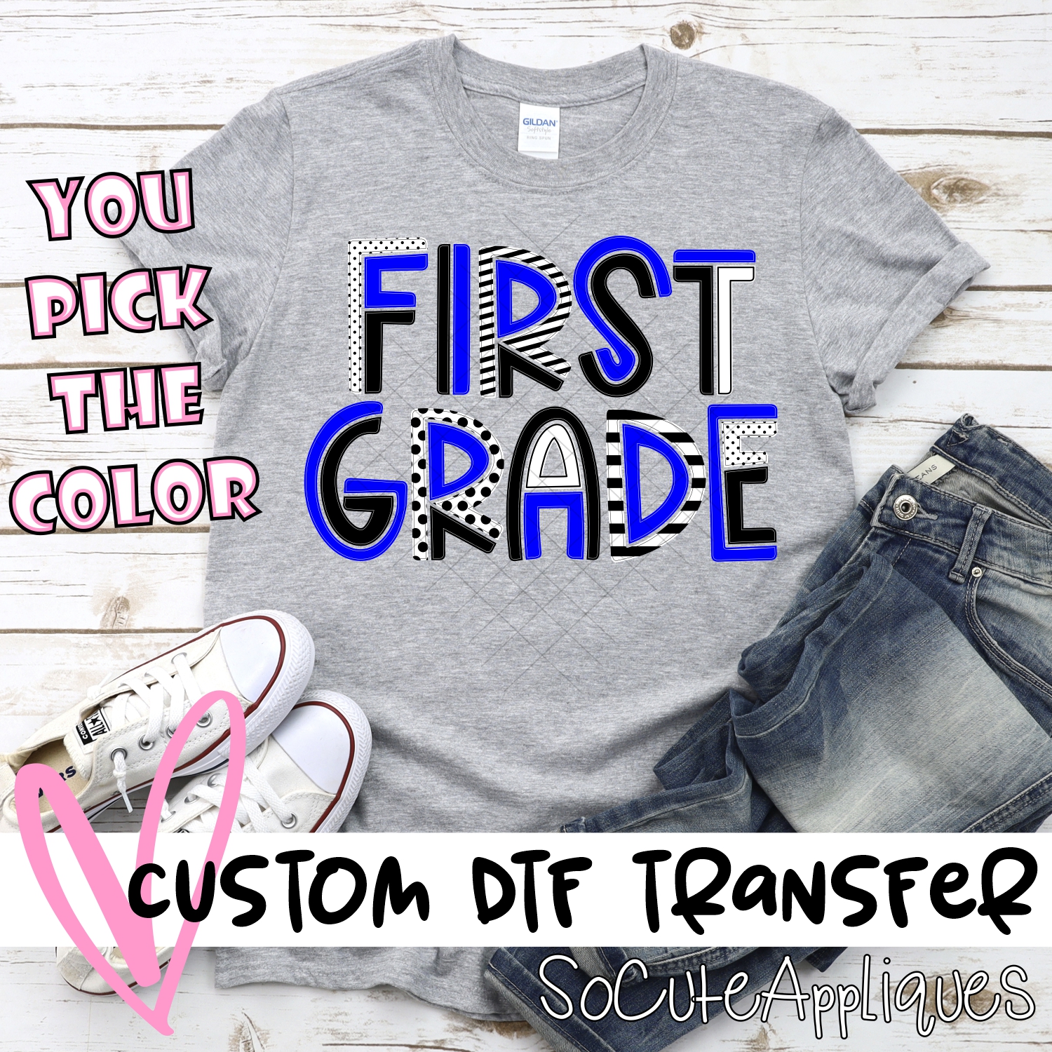 CUSTOM First grade mixed letters *DTF* Transfer