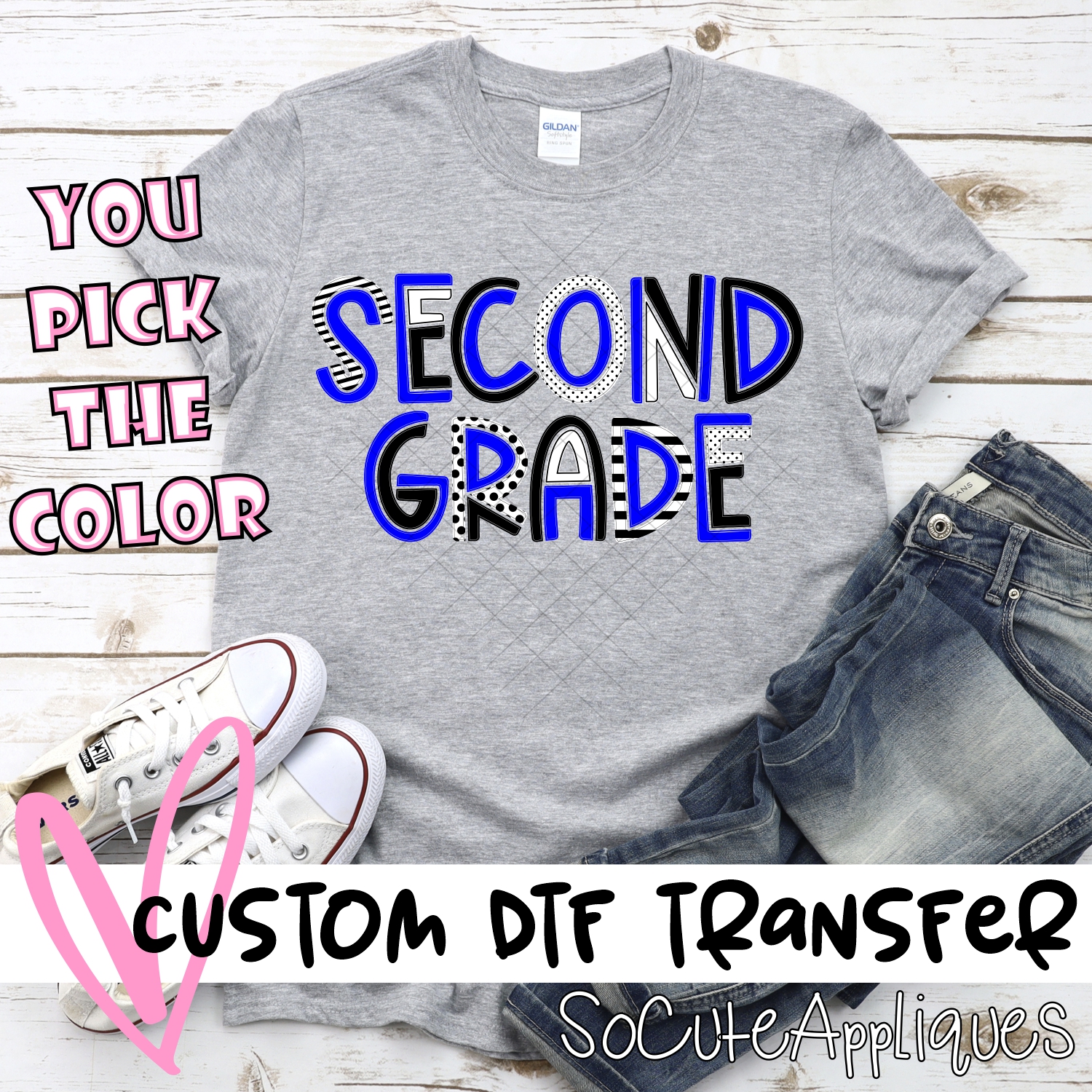 CUSTOM Second grade mixed letters *DTF* Transfer