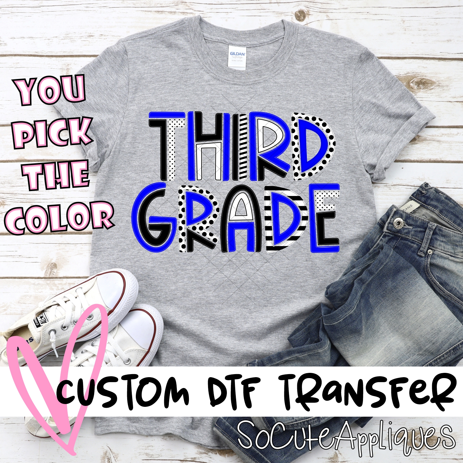 CUSTOM Third grade mixed letters *DTF* Transfer