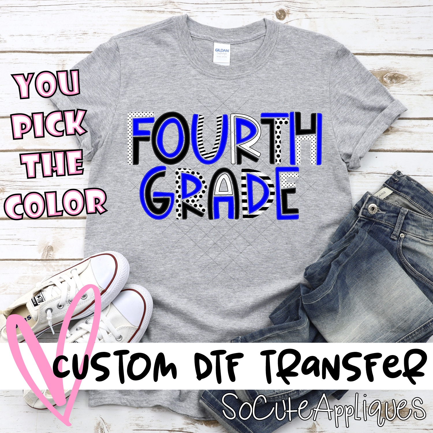 CUSTOM Fourth grade mixed letters *DTF* Transfer