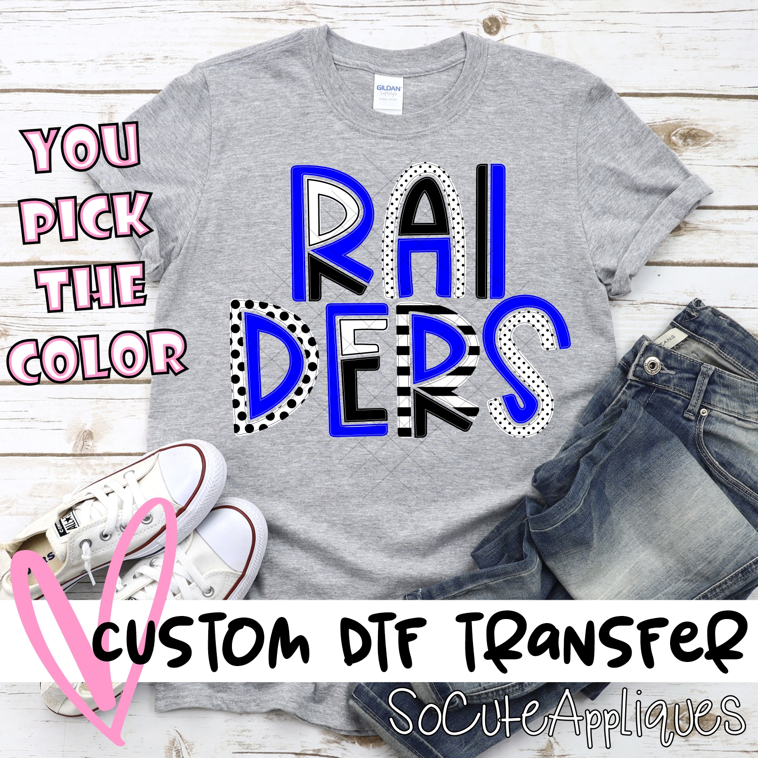 CUSTOM Raiders mixed letters *DTF* Transfer