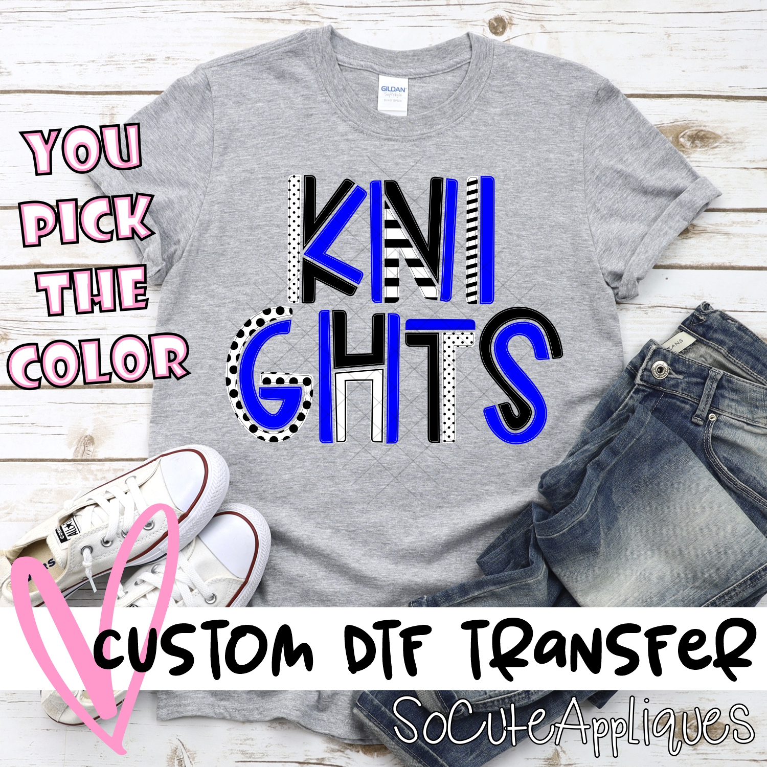CUSTOM Knights mixed letters *DTF* Transfer