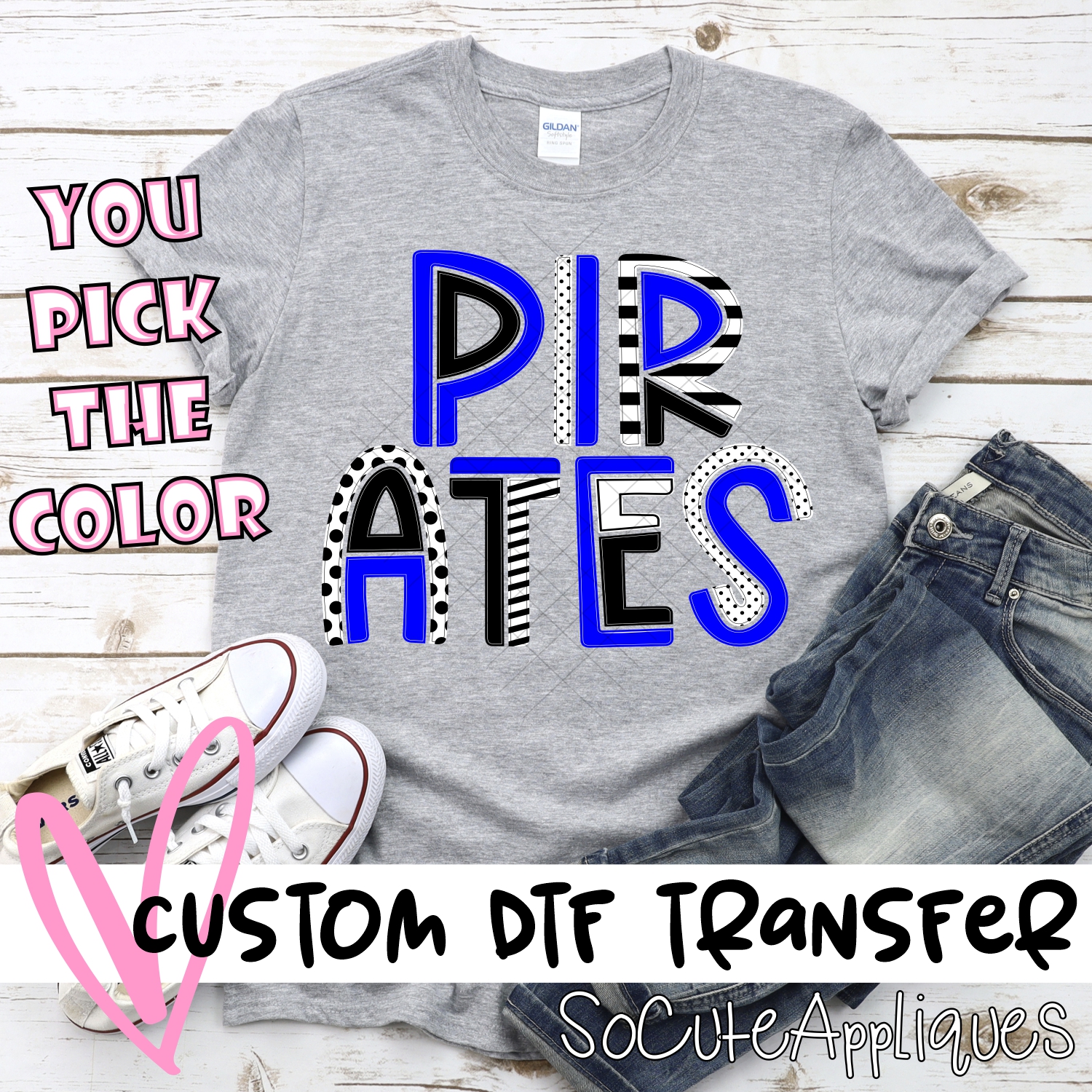 CUSTOM Pirates mixed letters *DTF* Transfer