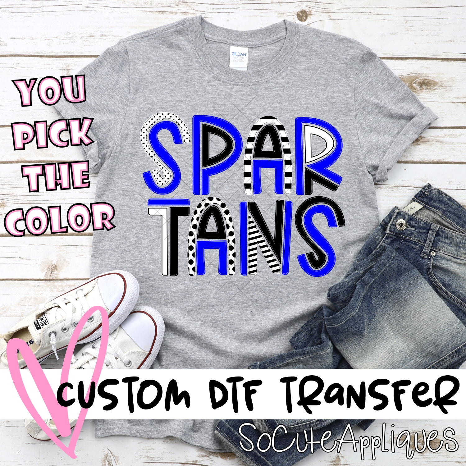 CUSTOM Spartans mixed letters *DTF* Transfer