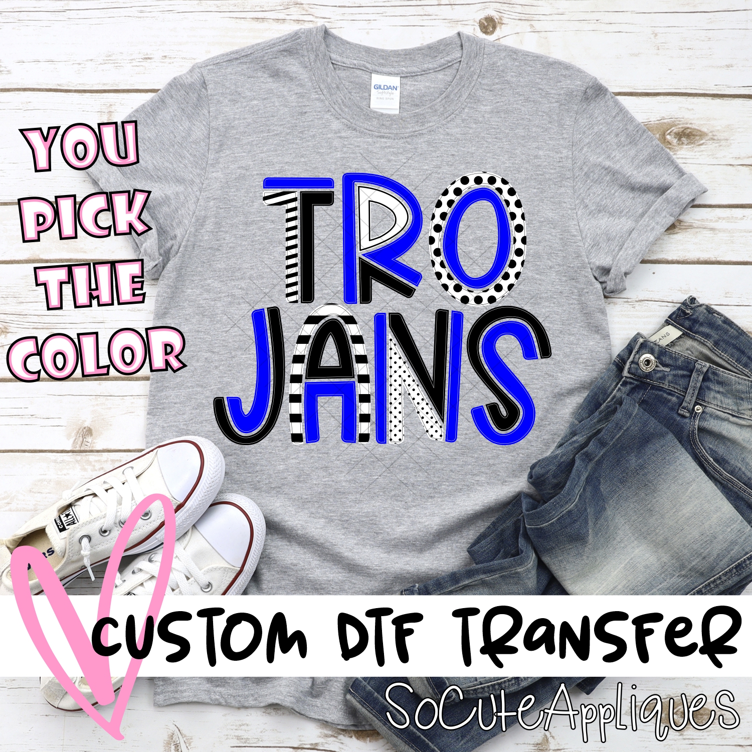 CUSTOM Trojans mixed letters *DTF* Transfer