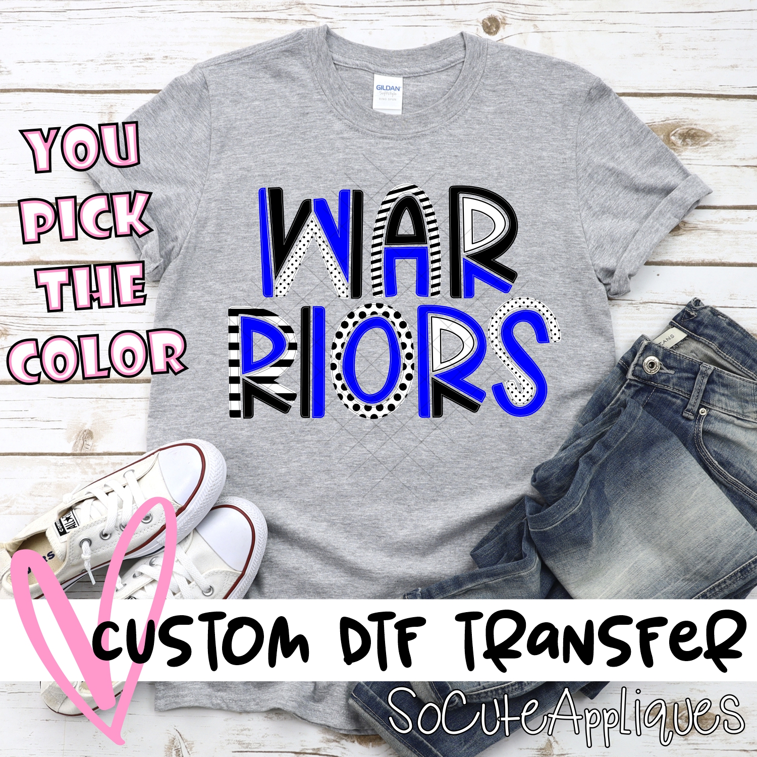 CUSTOM Warriors mixed letters *DTF* Transfer