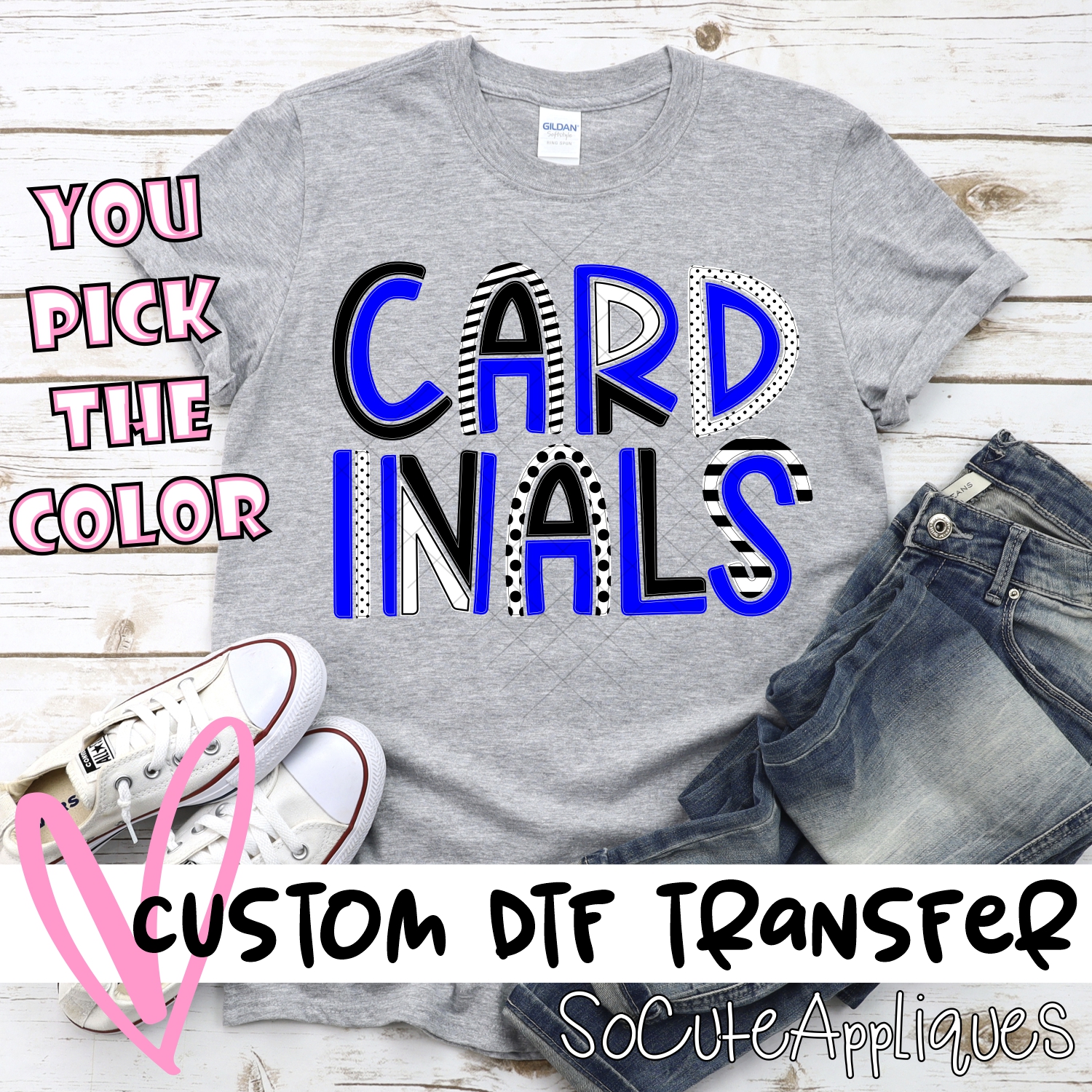 CUSTOM Cardinals mixed letters *DTF* Transfer – socuteappliques.net