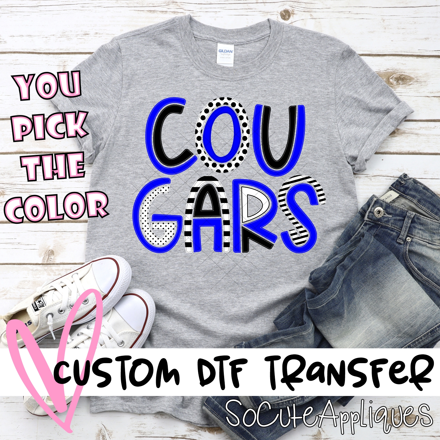 CUSTOM Cougars mixed letters *DTF* Transfer