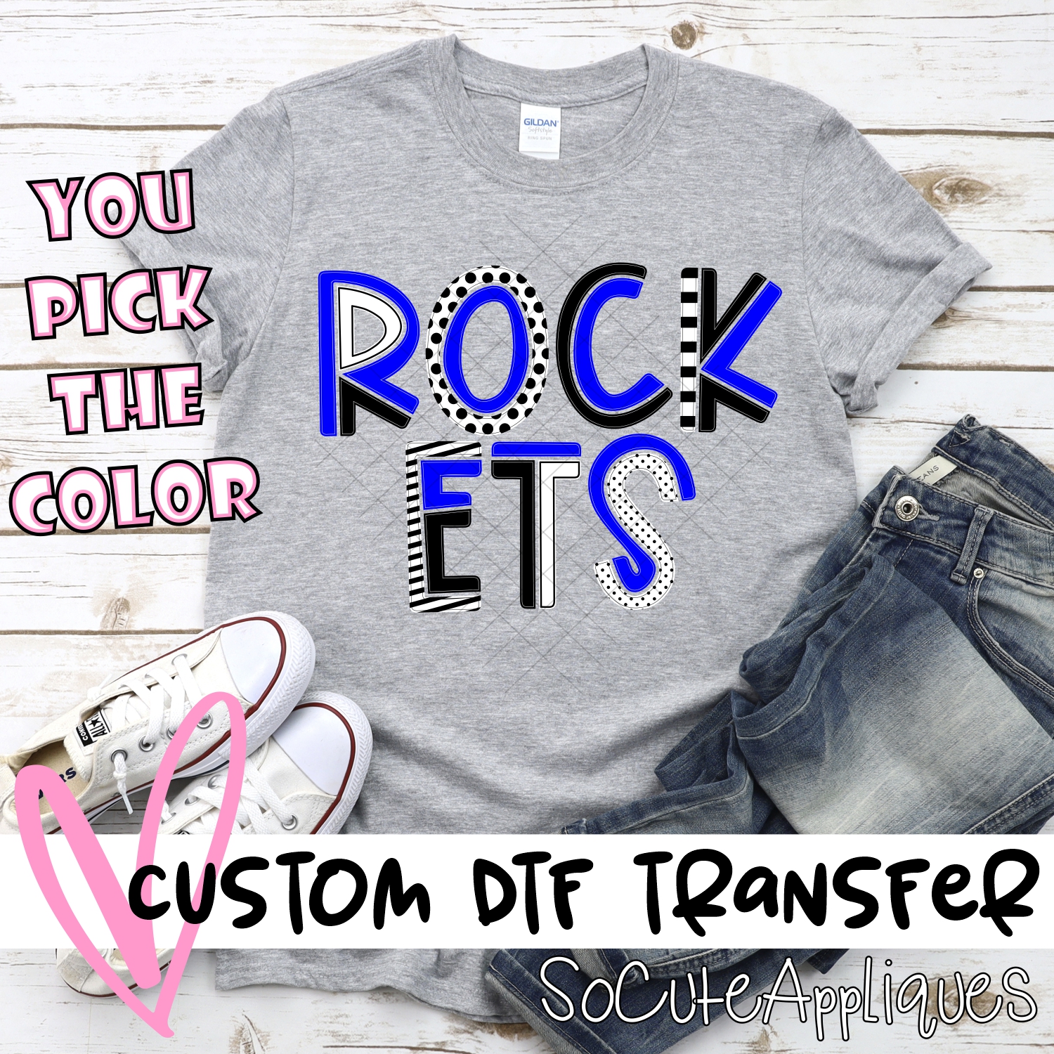 CUSTOM Rockets mixed letters *DTF* Transfer