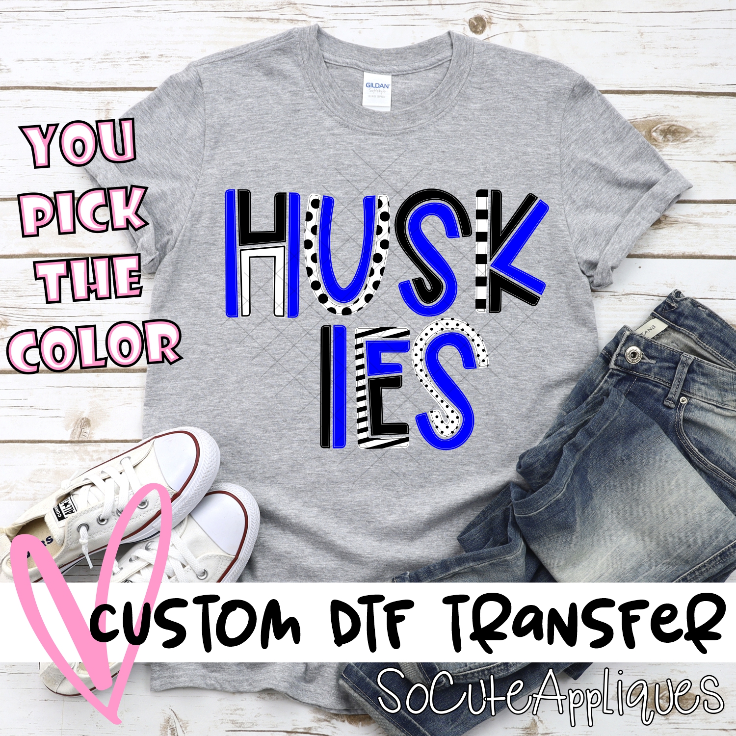 CUSTOM Huskies mixed letters *DTF* Transfer