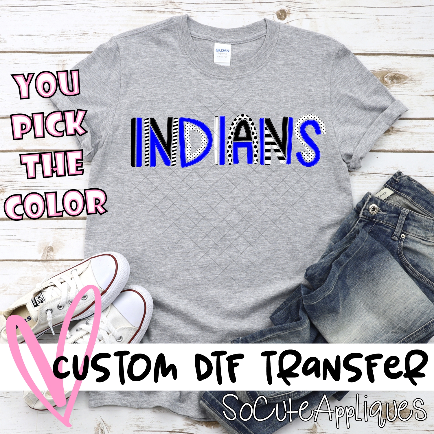 CUSTOM Indians mixed letters *DTF* Transfer