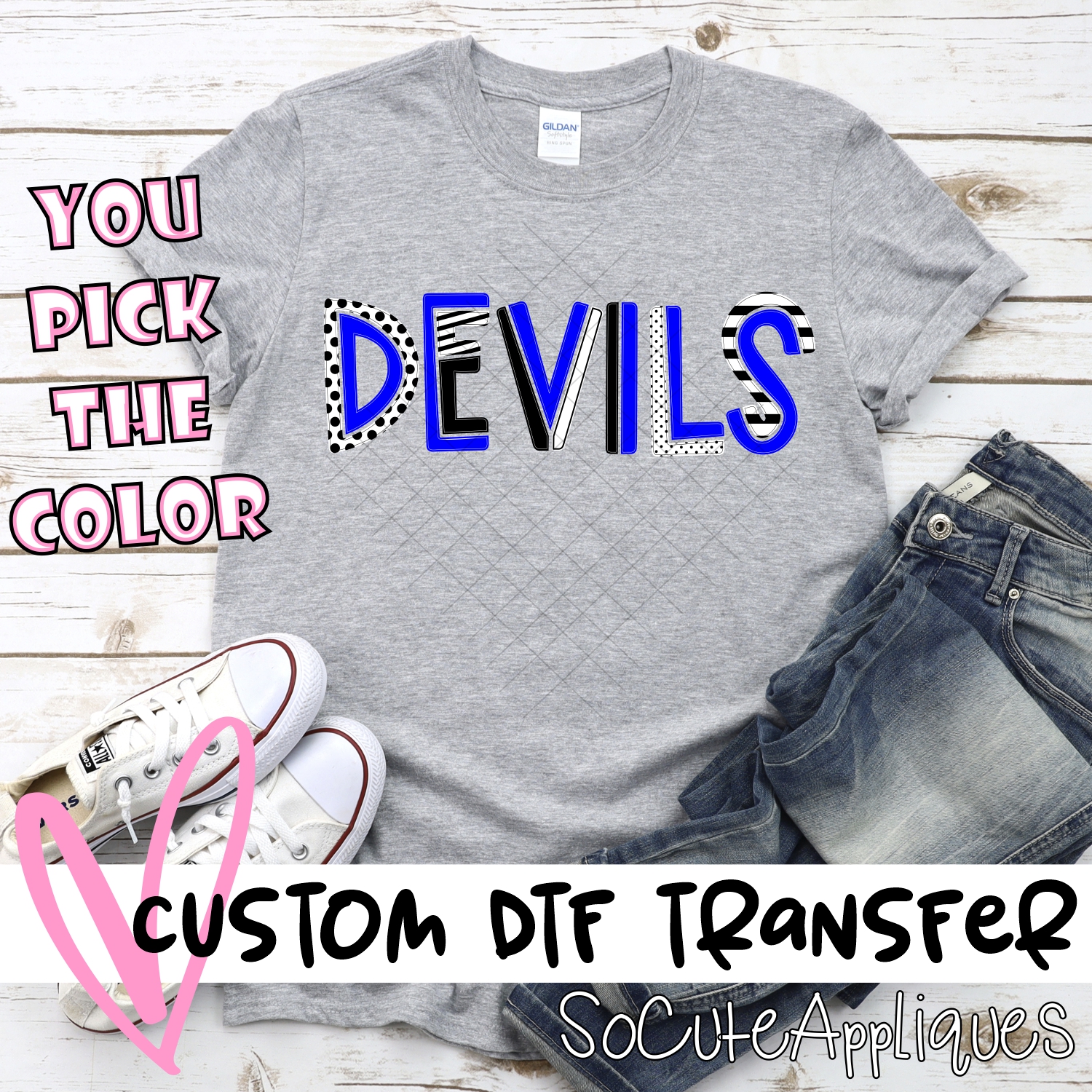 CUSTOM Devils mixed letters *DTF* Transfer