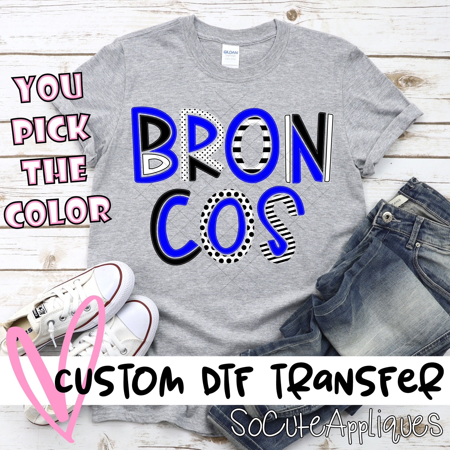 CUSTOM Broncos mixed letters *DTF* Transfer
