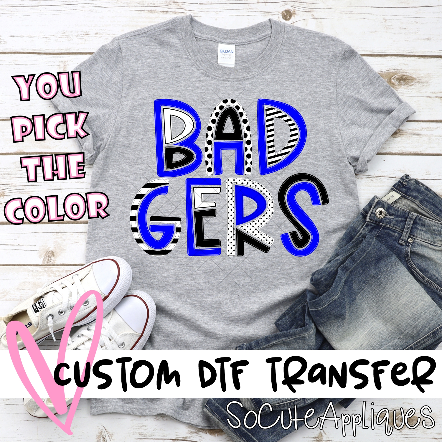 CUSTOM Badgers mixed letters *DTF* Transfer