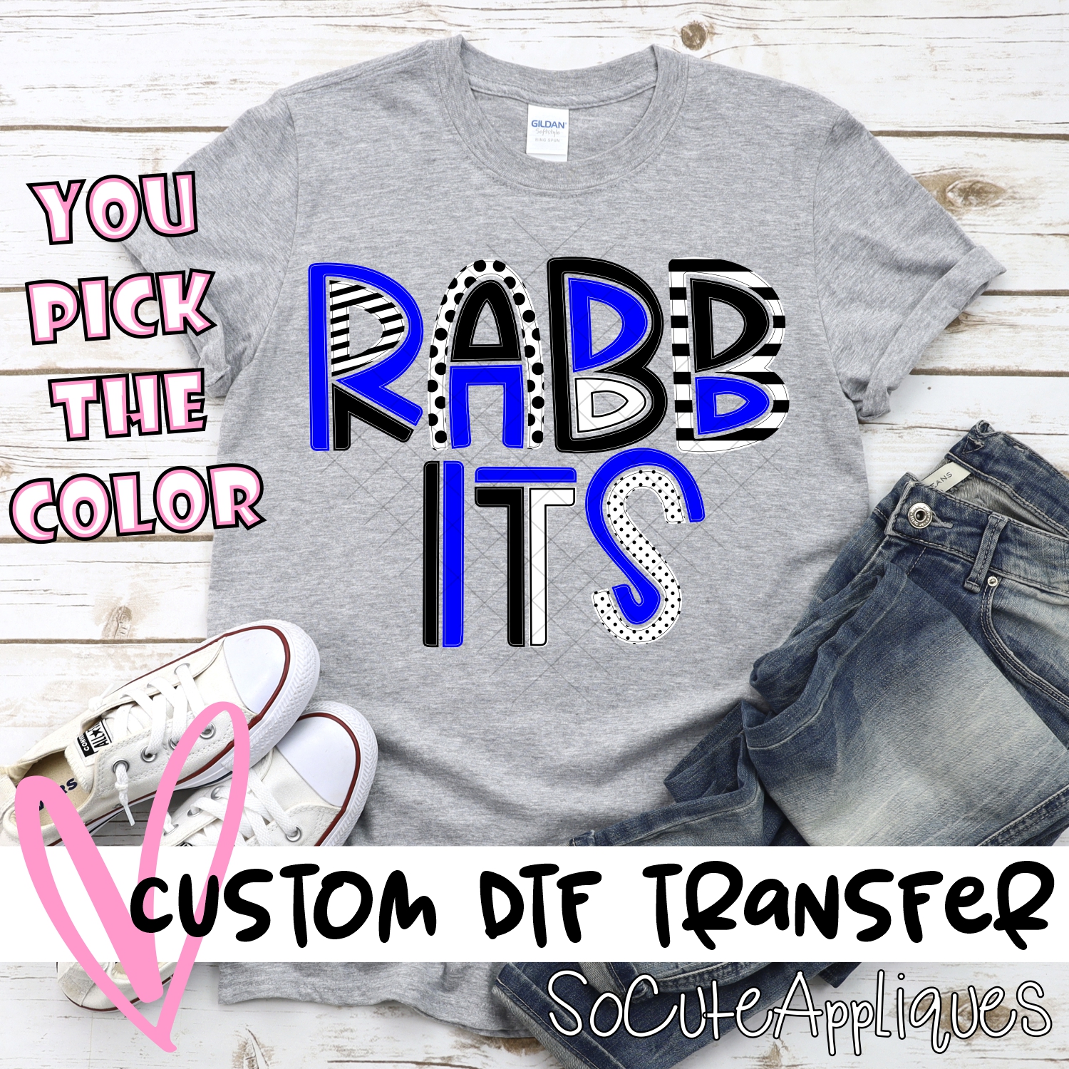 CUSTOM Rabbits mixed letters *DTF* Transfer