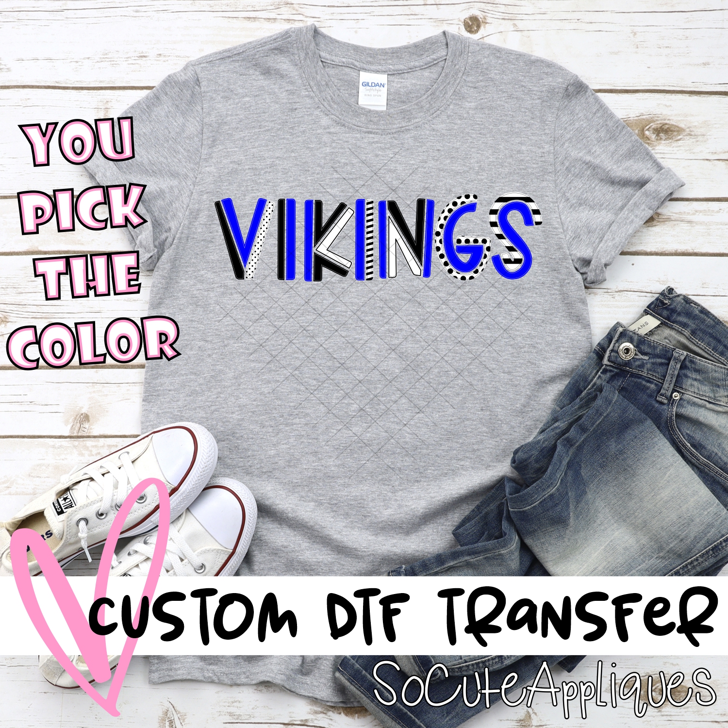 CUSTOM Vikings mixed letters *DTF* Transfer