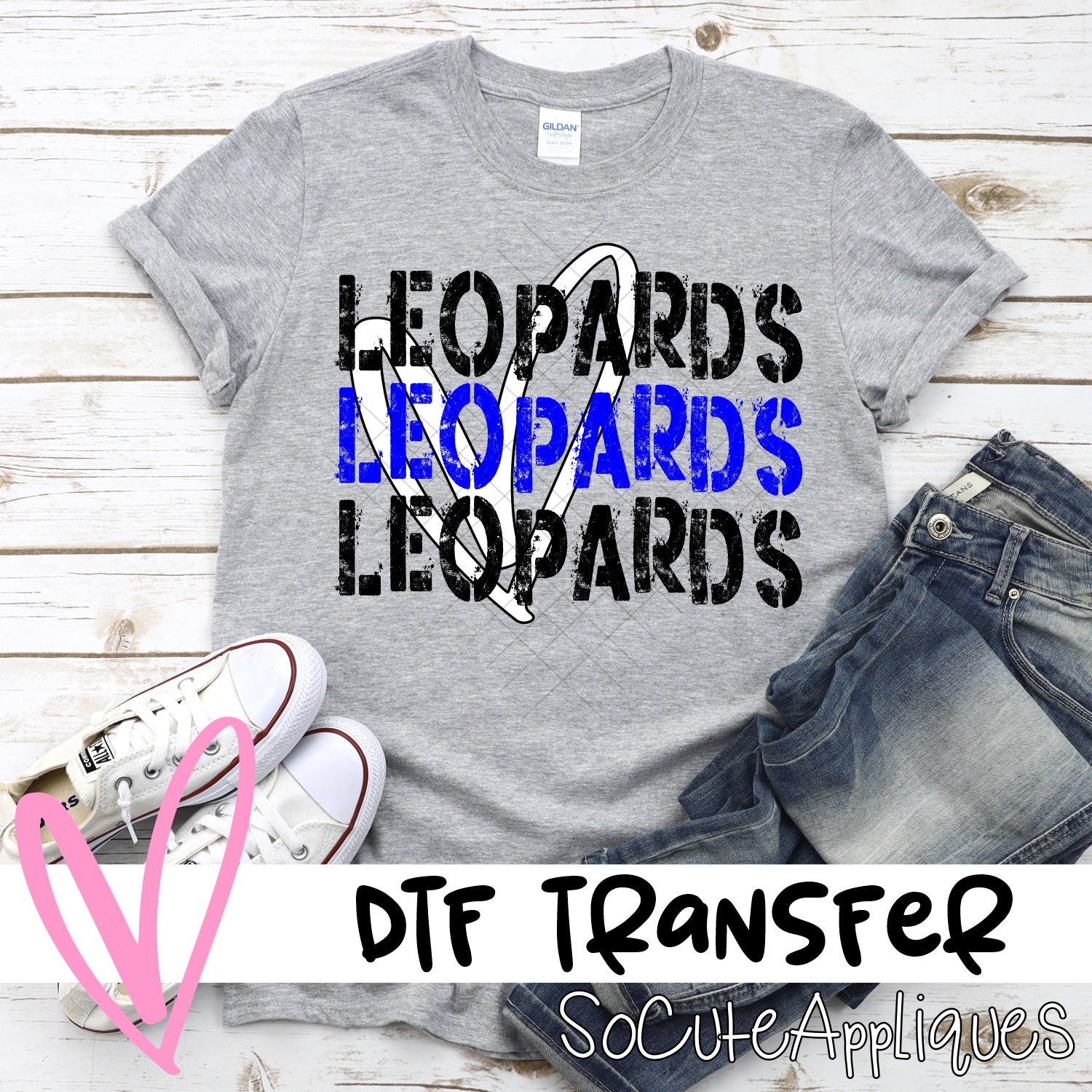 CUSTOM  Stacked leopards with heart *DTF* Transfer