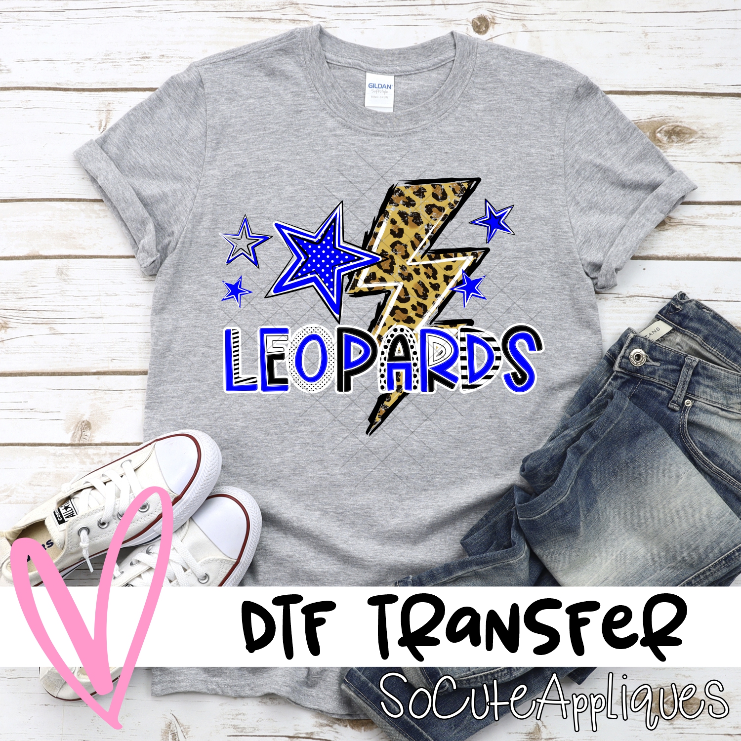 CUSTOM  Leopards lightning bolt stars *DTF* Transfer