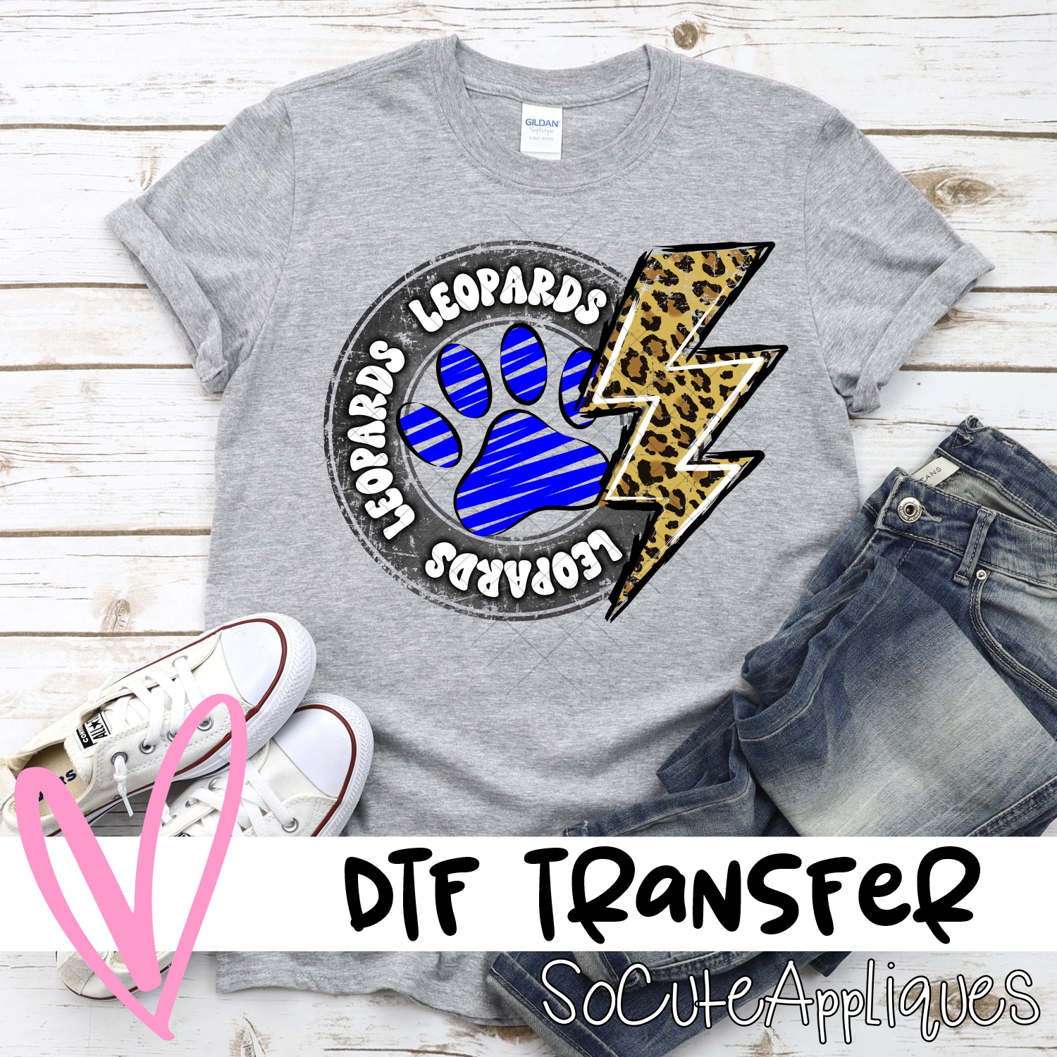 CUSTOM  Leopards circle with lightning bolt and pawprint *DTF* Transfer