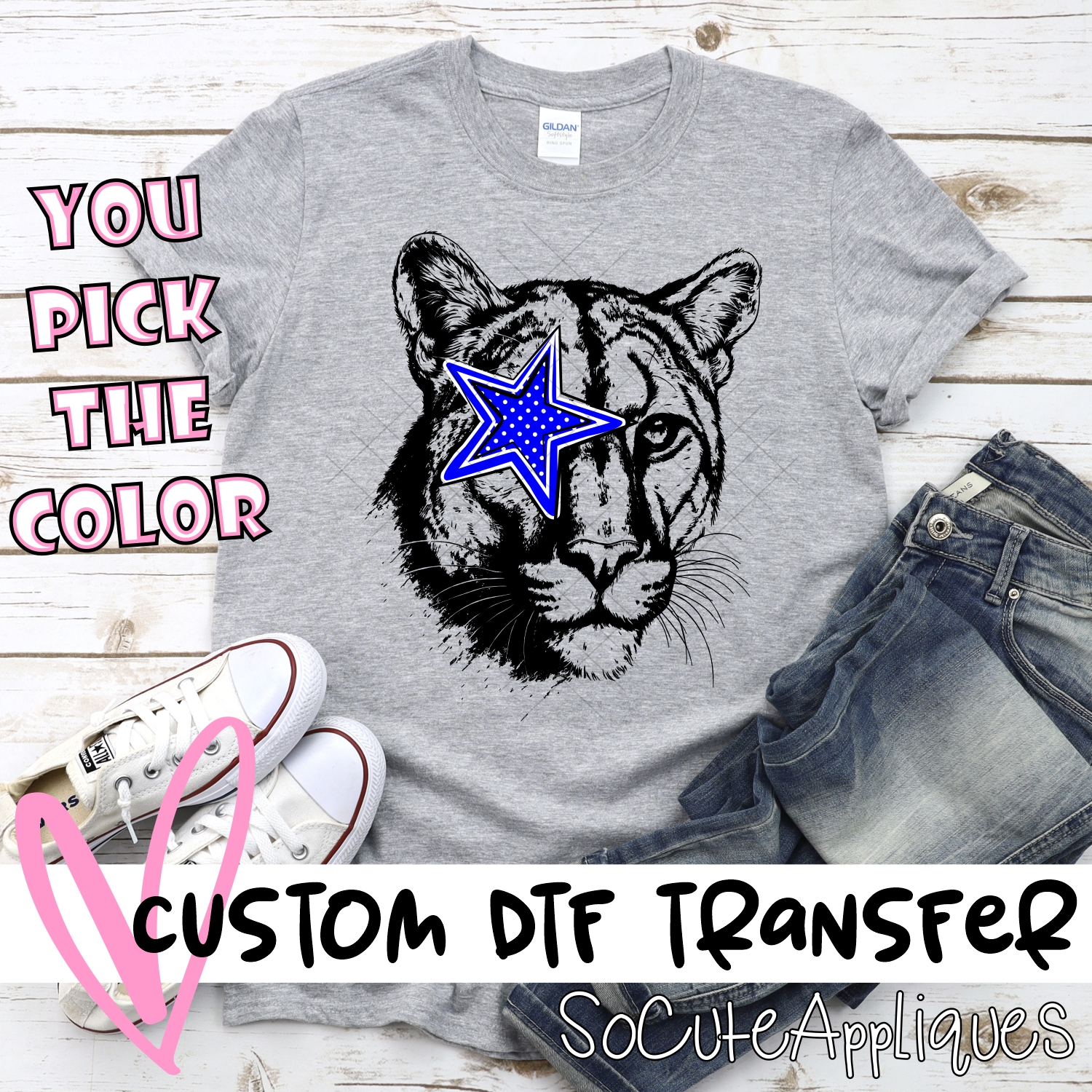CUSTOM Cougars with star *DTF* Transfer
