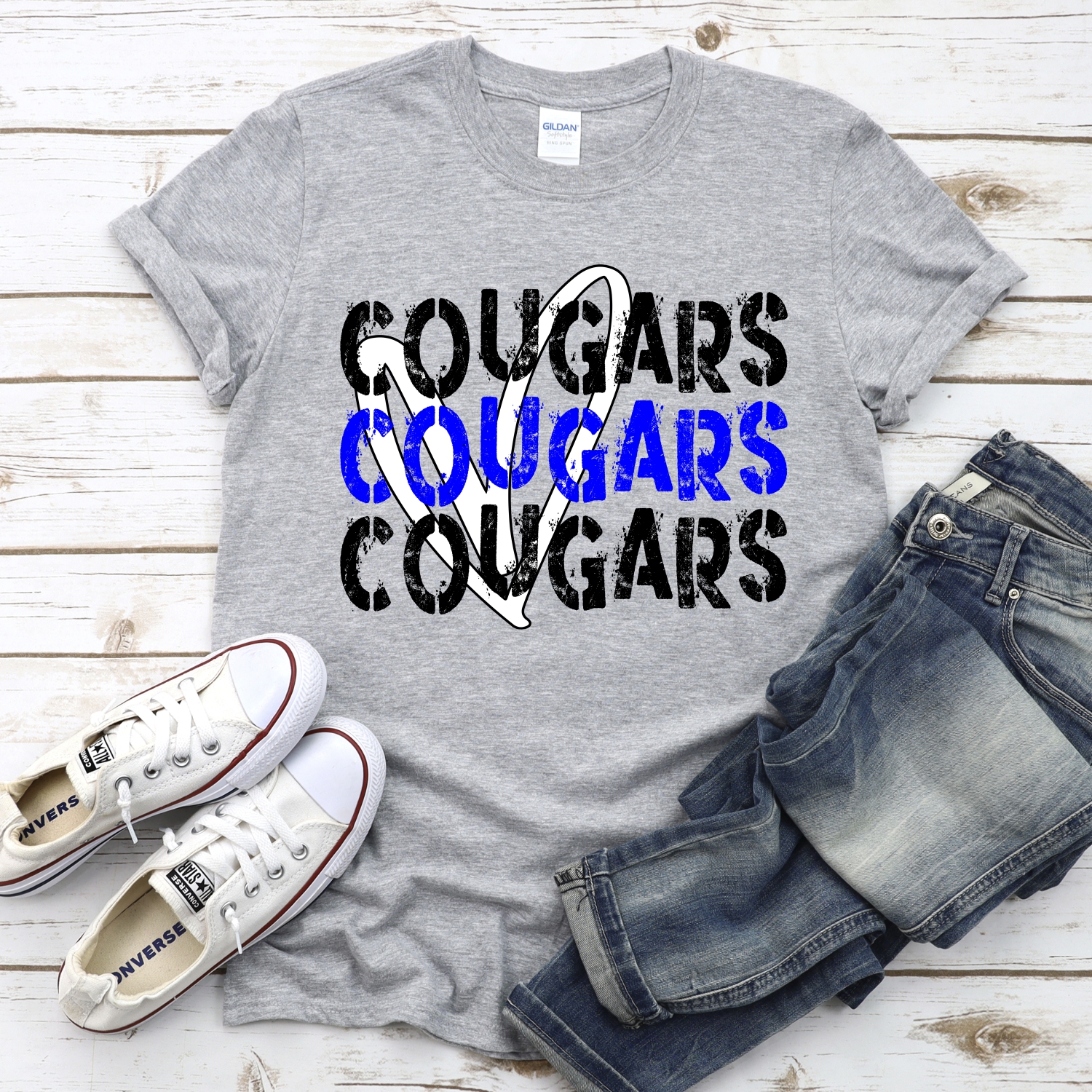 CUSTOM Stacked Cougars with heart *DTF* Transfer - Image 2