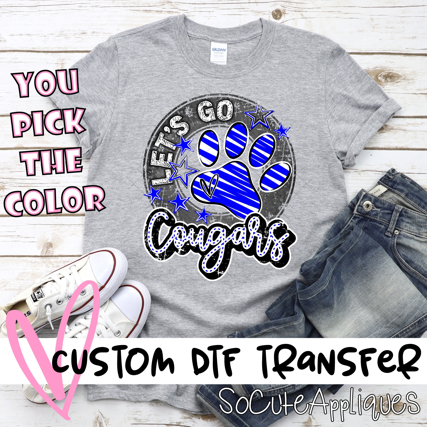 CUSTOM Lets go Cougars circle *DTF* Transfer