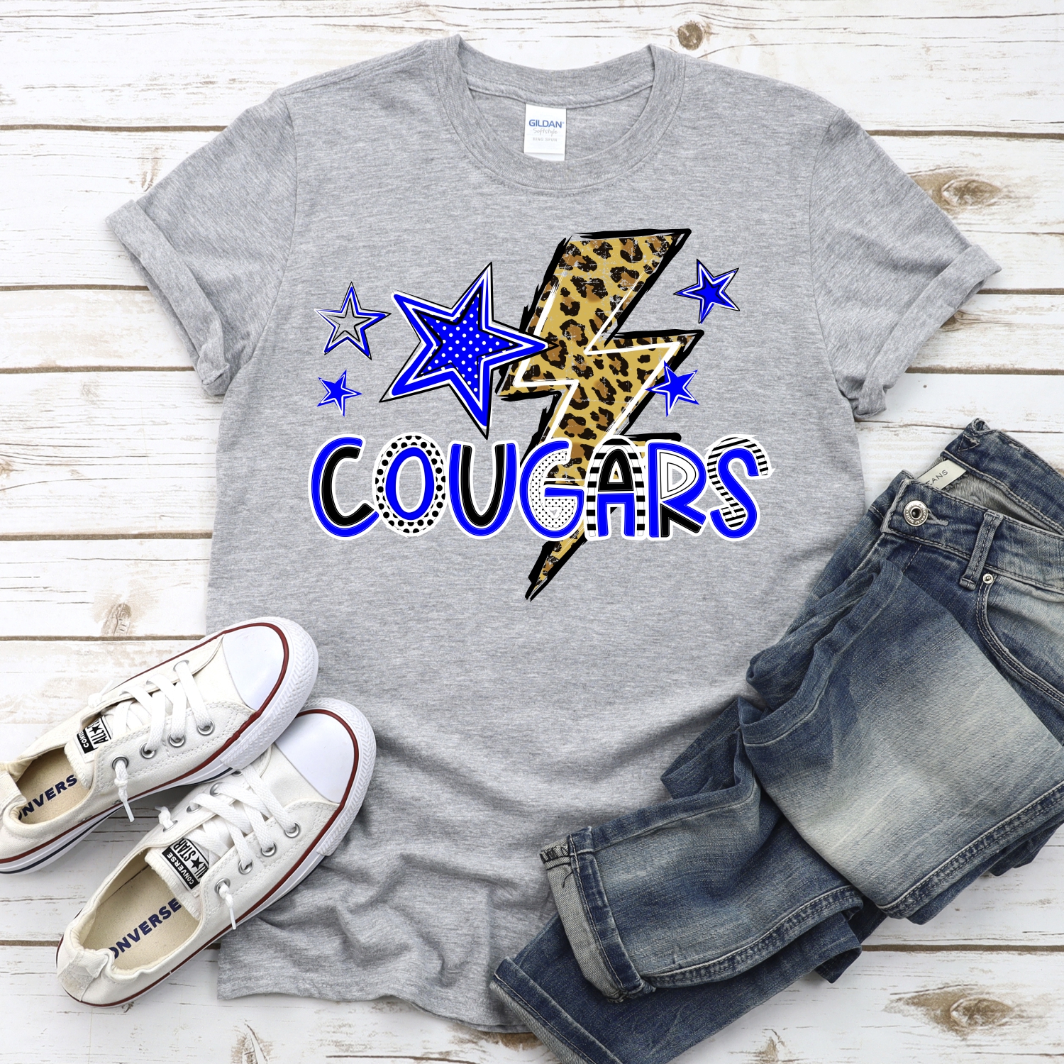 CUSTOM Cougars lightning bolt stars *DTF* Transfer - Image 2