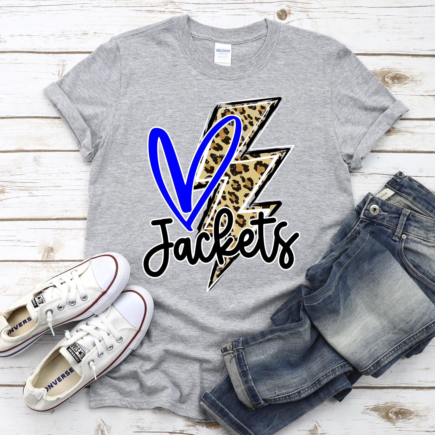 CUSTOM Jackets heart with leopard lightning bolt *DTF* Transfer - Image 2