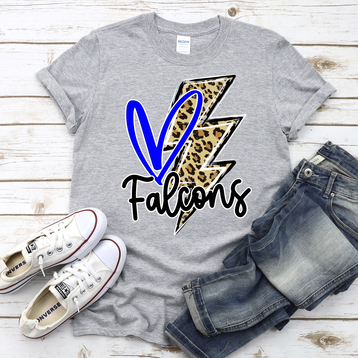 CUSTOM Falcons heart with leopard lightning bolt *DTF* Transfer - Image 2