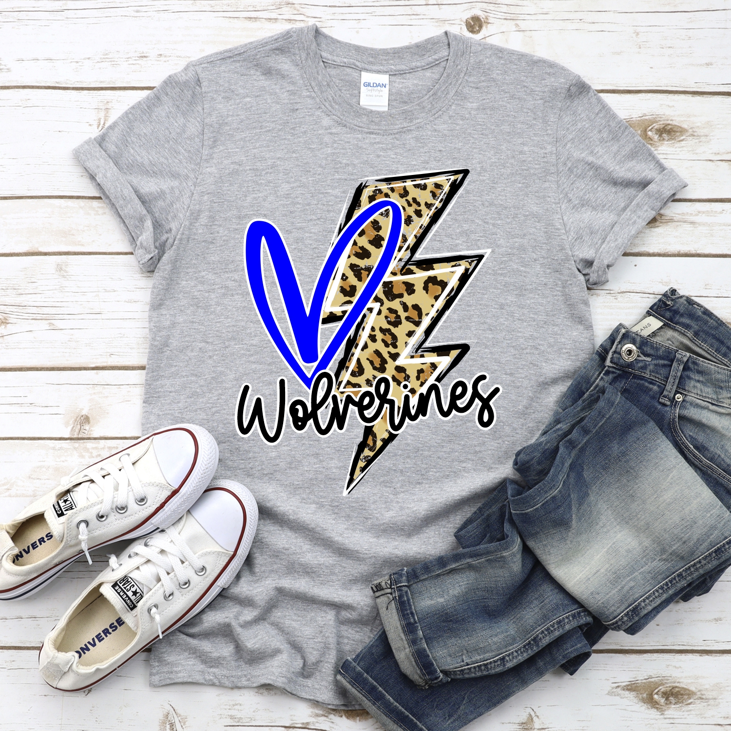 CUSTOM Wolverines heart with leopard lightning bolt *DTF* Transfer - Image 2