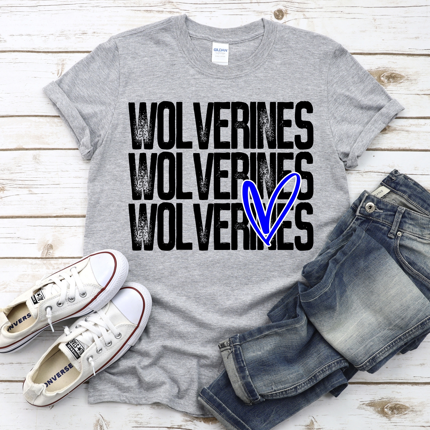 CUSTOM Wolverines triple name with heart *DTF* Transfer - Image 2
