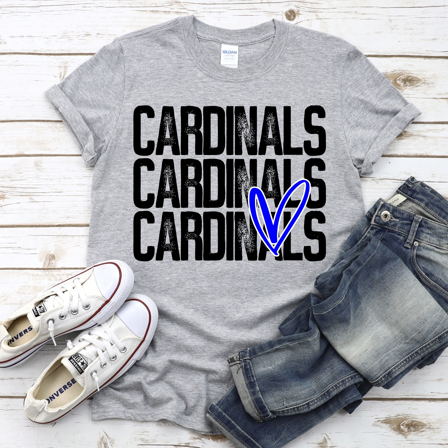 CUSTOM Cardinals triple name with heart *DTF* Transfer - Image 2
