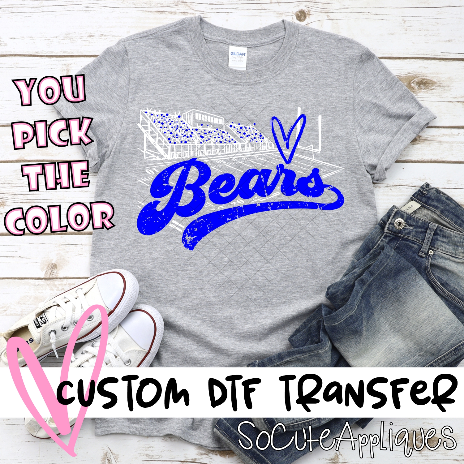 CUSTOM  Bears football field white *DTF* Transfer