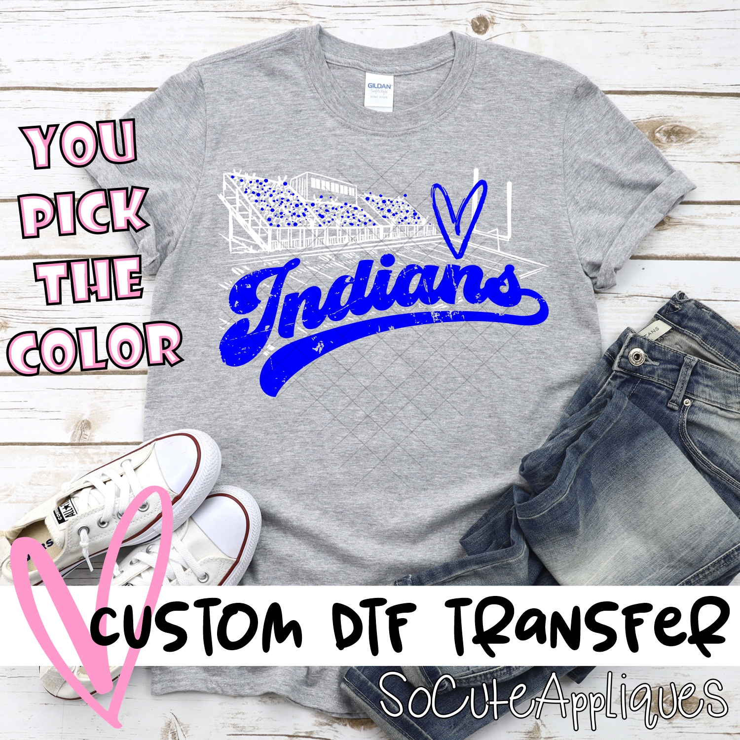 CUSTOM  Indians football field white *DTF* Transfer