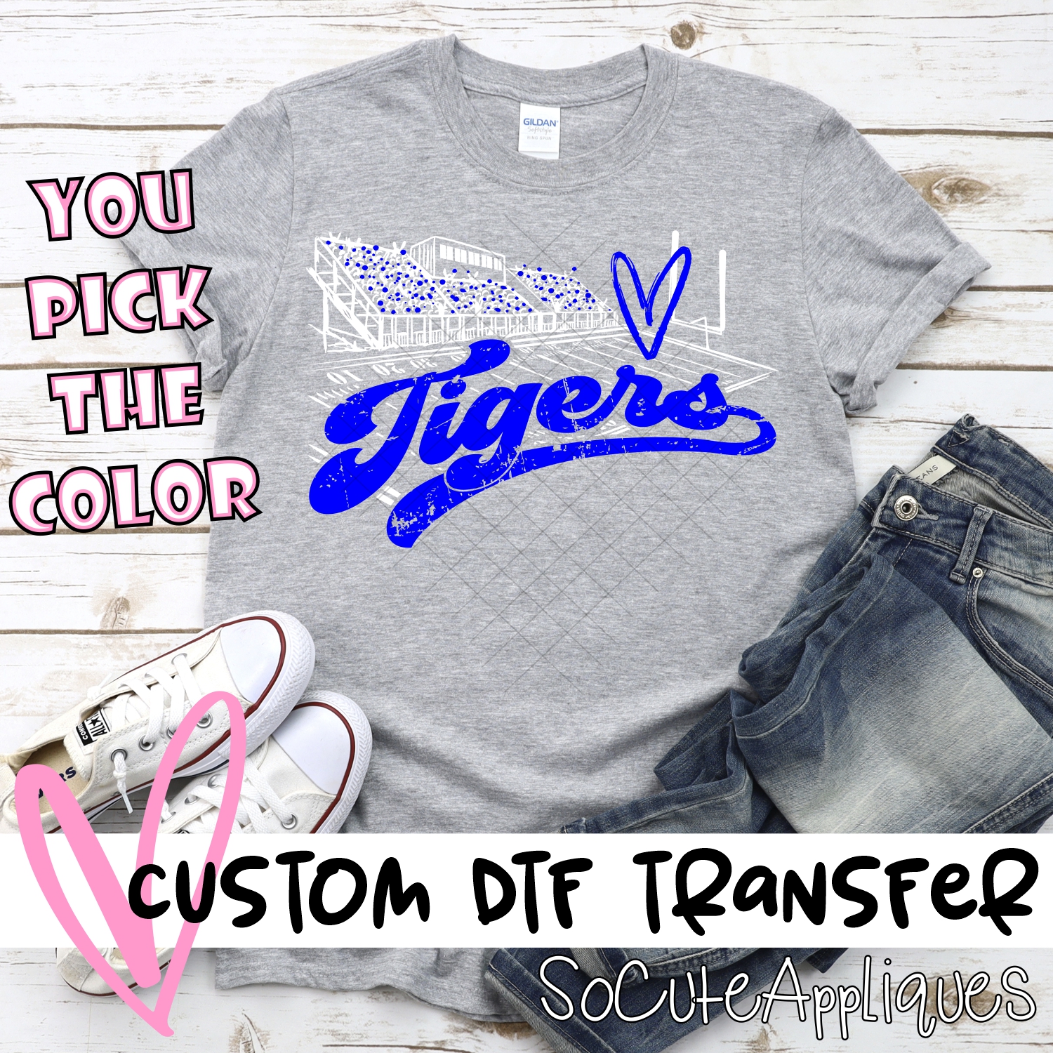 CUSTOM  Tigers football field white *DTF* Transfer
