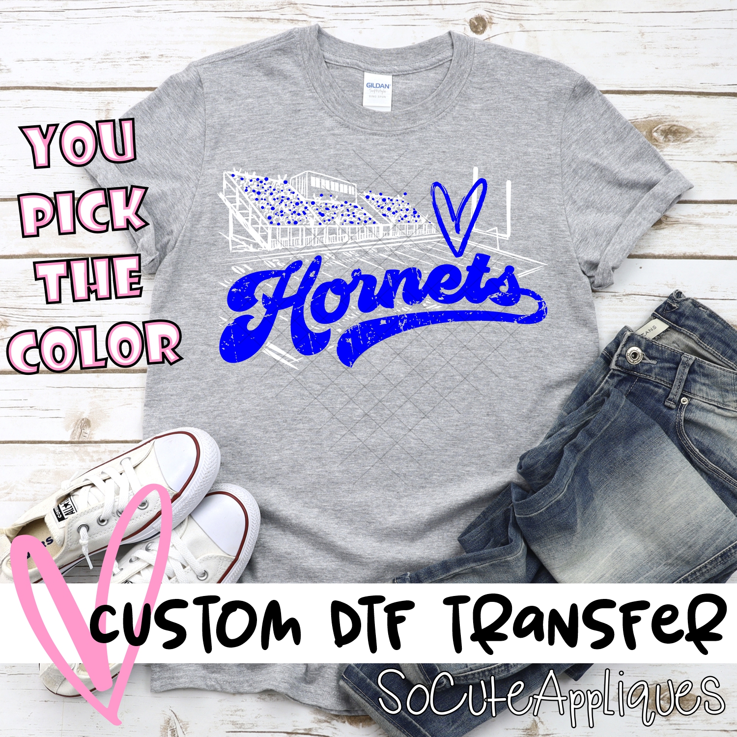 CUSTOM  Hornets football field white *DTF* Transfer
