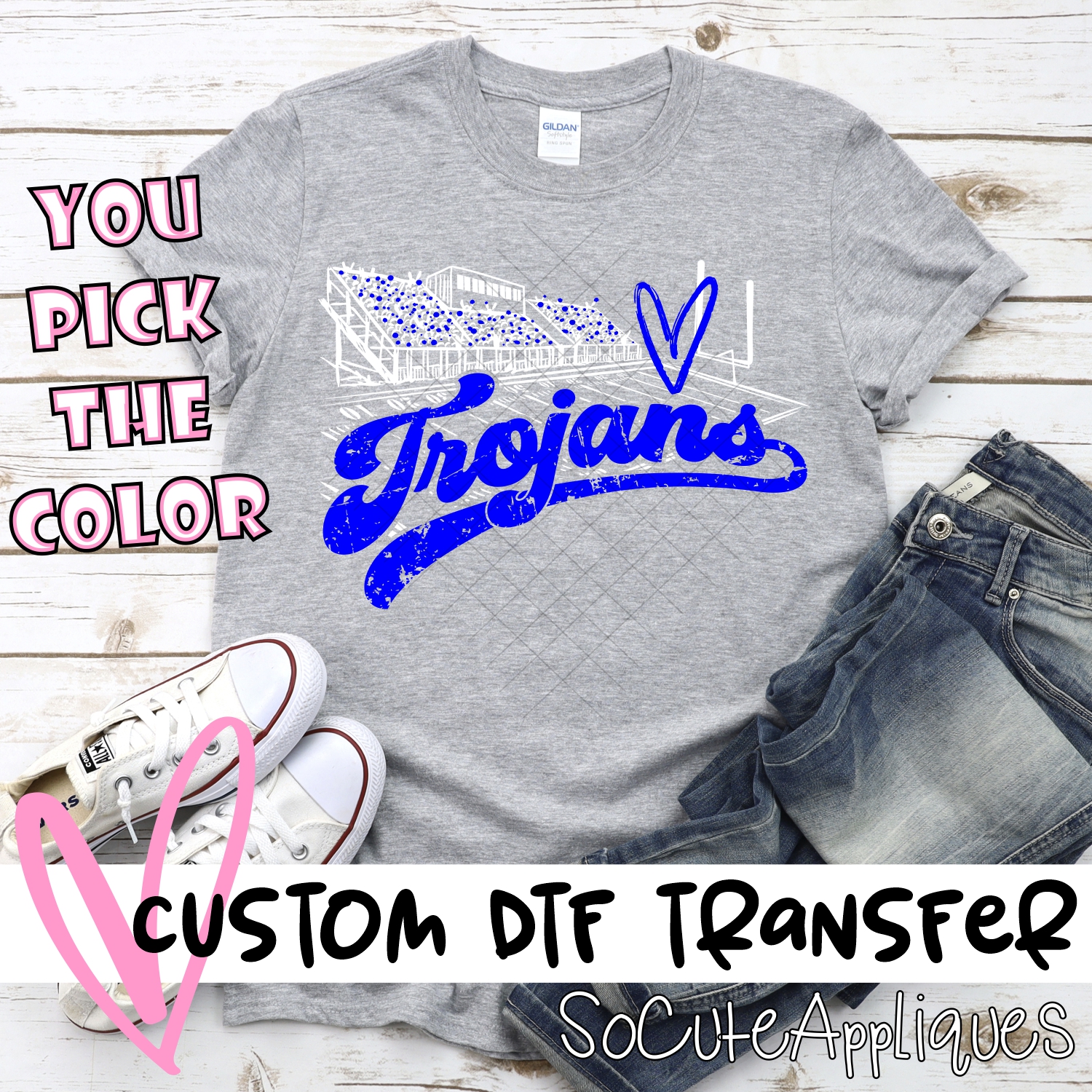 CUSTOM  Trojans football field white *DTF* Transfer