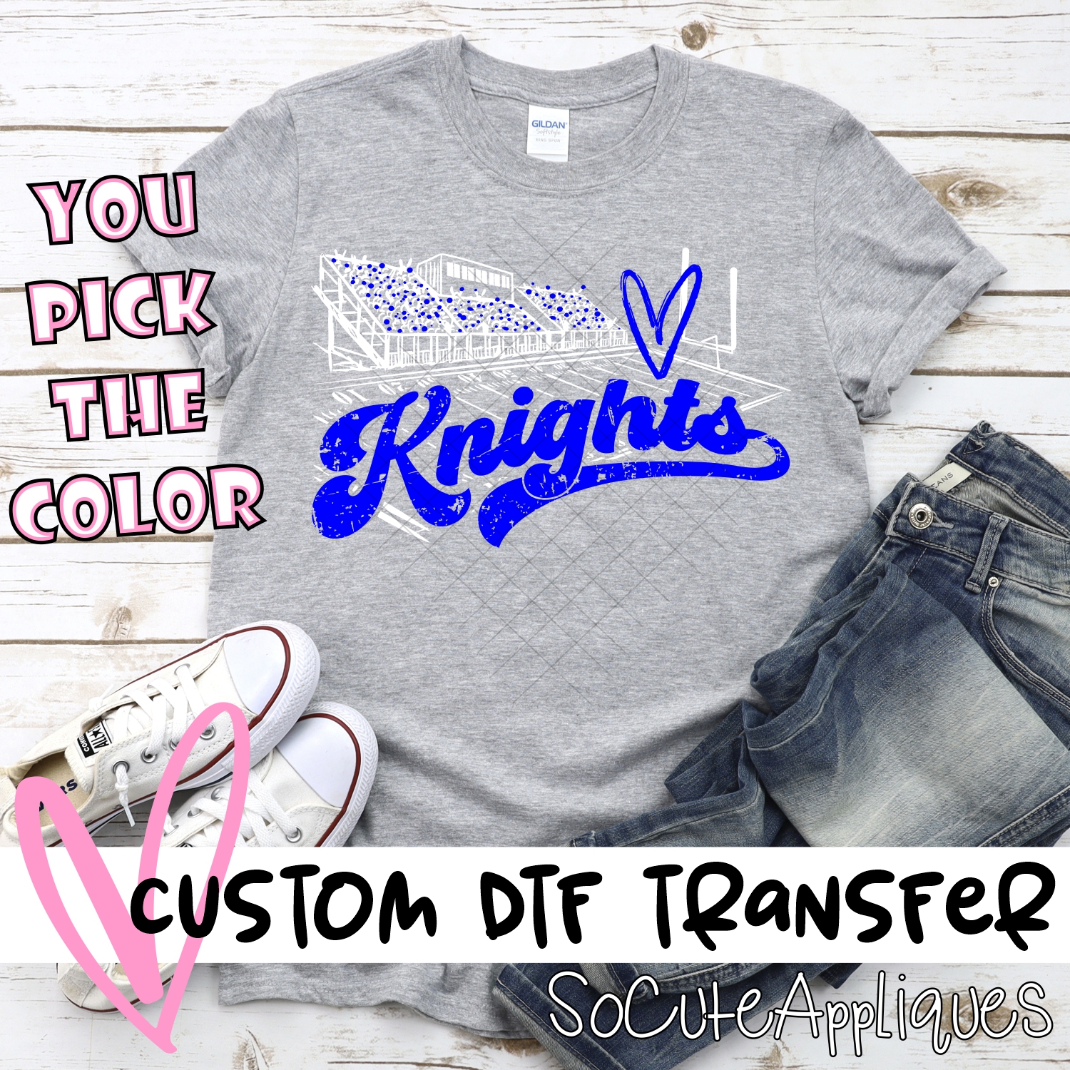 CUSTOM  Knights football field white *DTF* Transfer